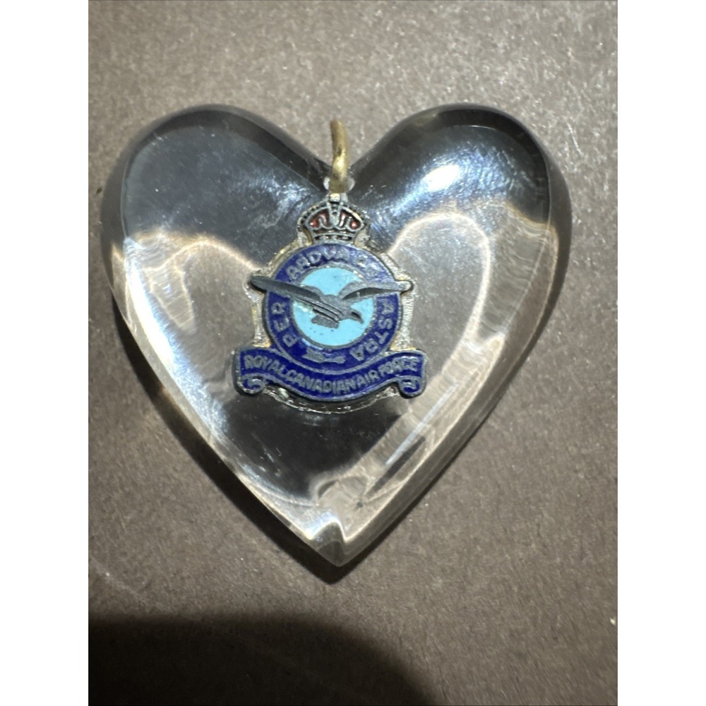Vintage WWII Era Sweetheart RCF Pendant Canada Lucite Sterling Canadian Force